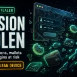 Password stealer malware stealing session cookies, tokens, wallets, and saved logins with blog.gridinsoft.com signature