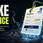 Fake PayPal invoice poster with phone cord hook and fake support call warning