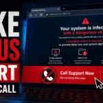 Fake virus alert warning with do not call message for tech support scam