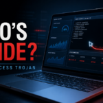 Remote access trojan warning showing a laptop being silently controlled from outside.