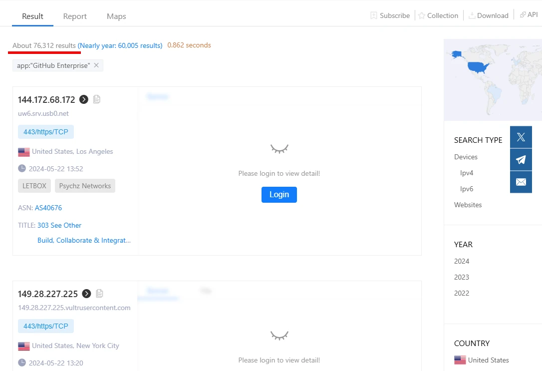 ZoomEye scan GitHub Enterprise Server