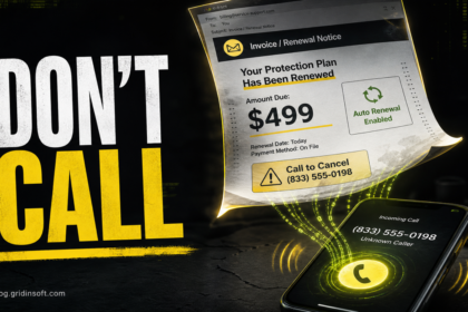 Fake Geek Squad invoice turning into a suspicious phone call with DON'T CALL warning