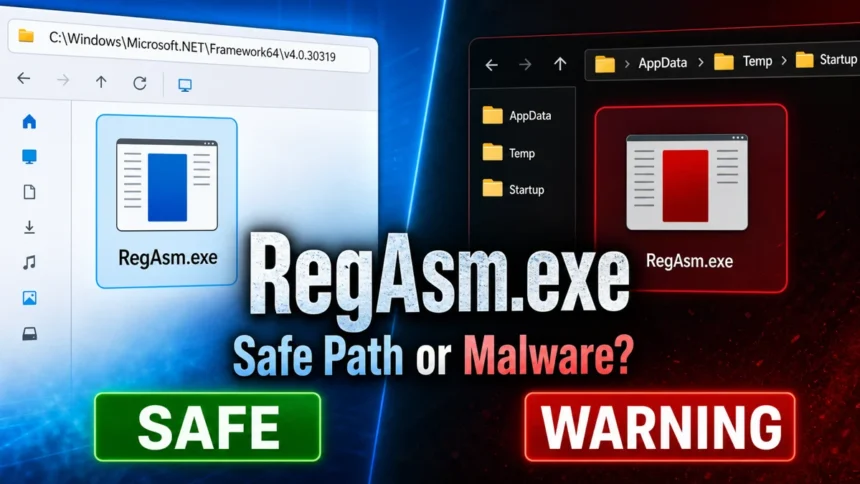 RegAsm.exe safe path versus suspicious malware copy warning