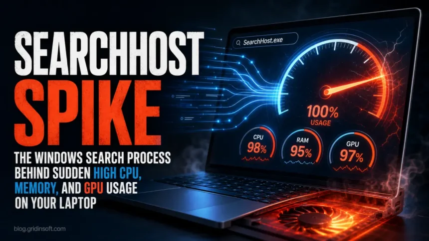 SearchHost.exe CPU, memory, and GPU spike warning poster