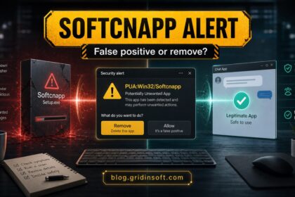 PUA:Win32/Softcnapp alert showing the choice between a suspicious installer and a trusted app.