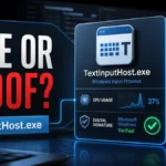 TextInputHost.exe safe or spoofed process check with GPU usage and Microsoft signature indicators.