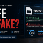 Usermode Font Driver Host safety check for fontdrvhost.exe path and high CPU