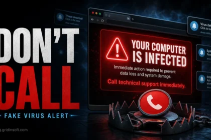 Fake "Your Computer Is Infected" alert with Don't Call warning and scam support trap.