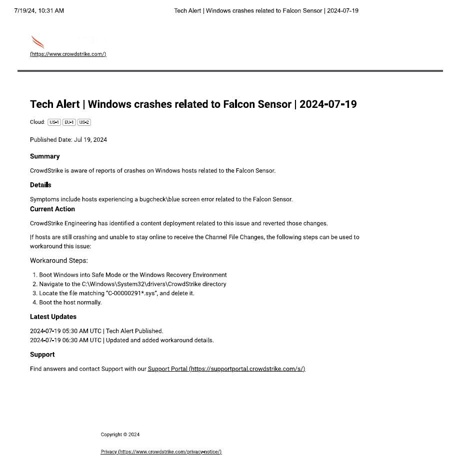 CrowdStrike Falcon Bug Causes Windows Outages Around the Globe 2 CrowdStrike bug fix guide