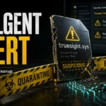 Malgent alert poster showing truesight.sys blocked for cleanup.