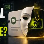 Masked email card asking real or fake to illustrate phishing versus spoofing