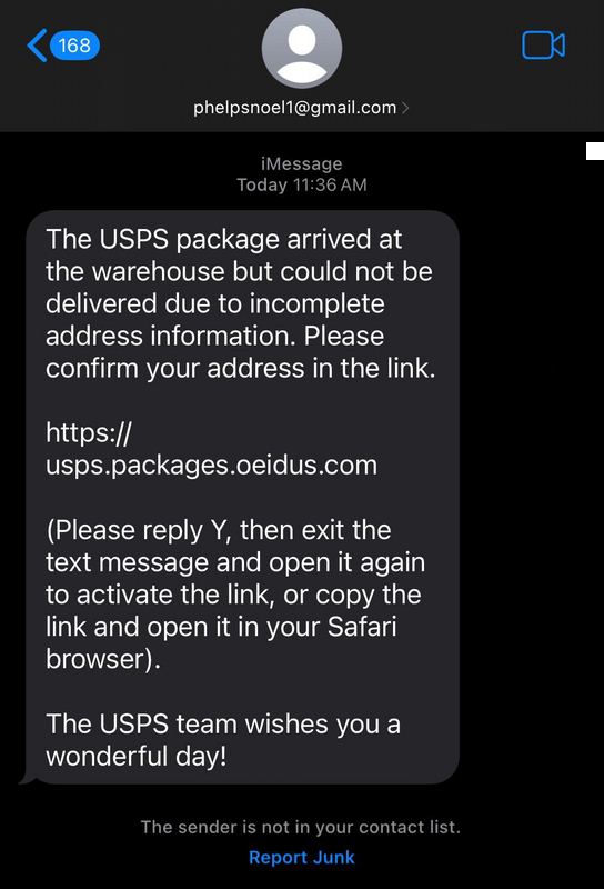 USPS Scam Text 2026: What to Do 2 USPS scam text example with an incomplete address lure