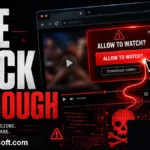 Poster showing a fake adult-site Allow prompt and codec download leading to malware risk.