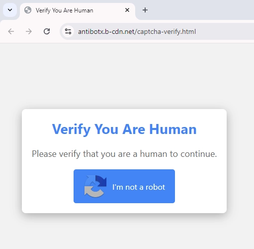 Fake CAPTCHA website asking for human verification