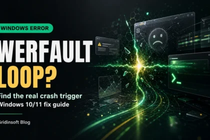 WerFault.exe error loop poster with Windows 10 and Windows 11 fix guide text