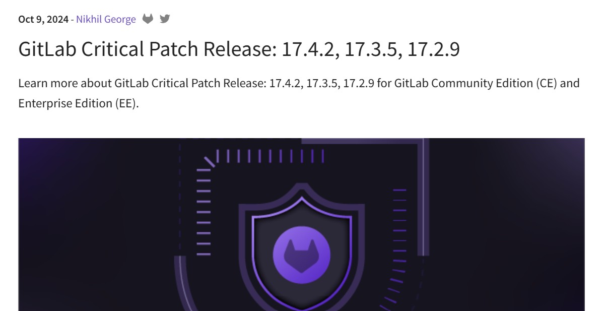 GitLab Patches 6 Critical Vulnerabilities, Including RCE 2 GitLab official announcement