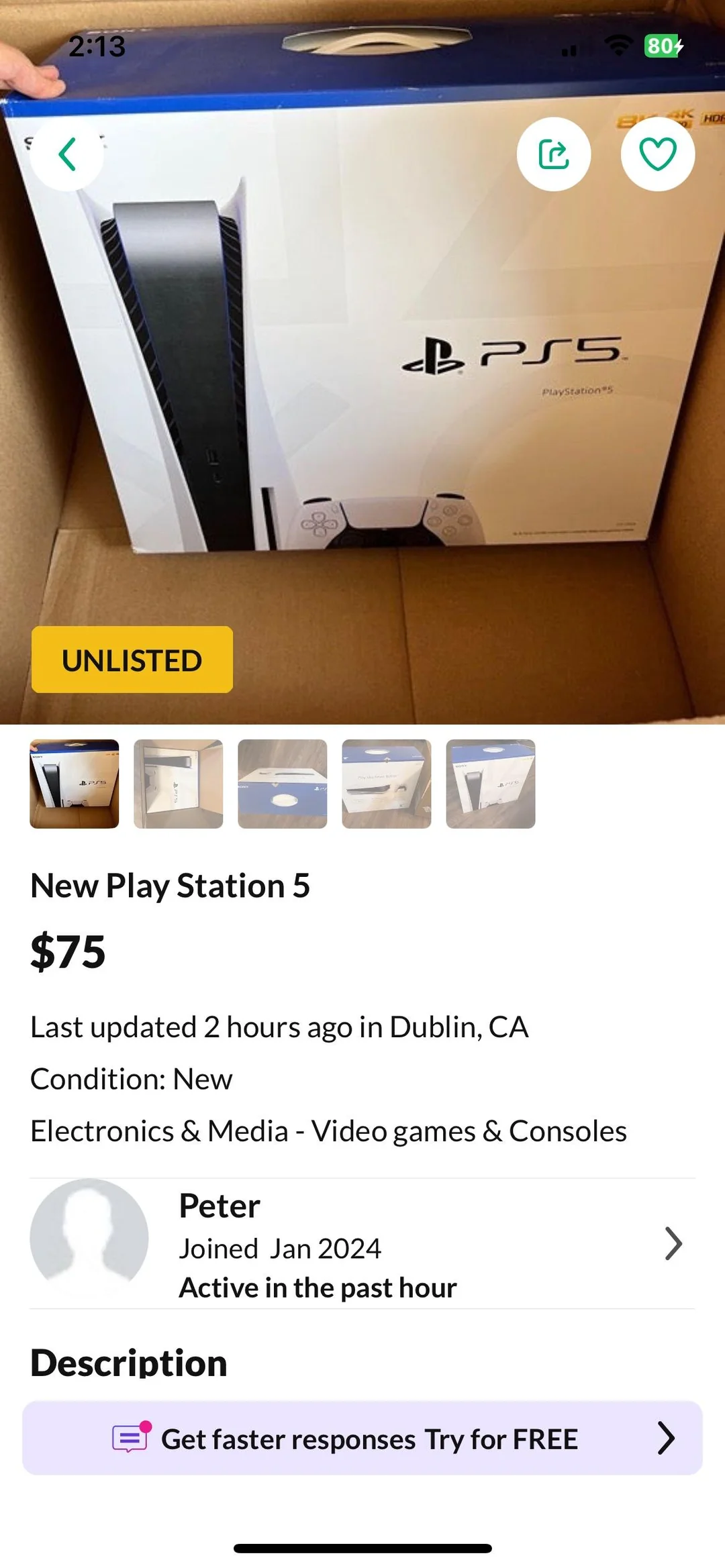 Suspiciously cheap PlayStation listing on OfferUp