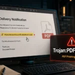 Trojan:PDF/Phish.A warning over a suspicious PDF with a highlighted phishing link.