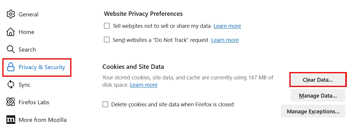 Firefox cache clearing screen after a fake-update JavaScript alert