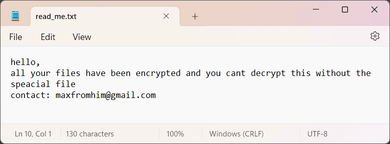 Nnice Ransomware 3 Nnice ransomware note