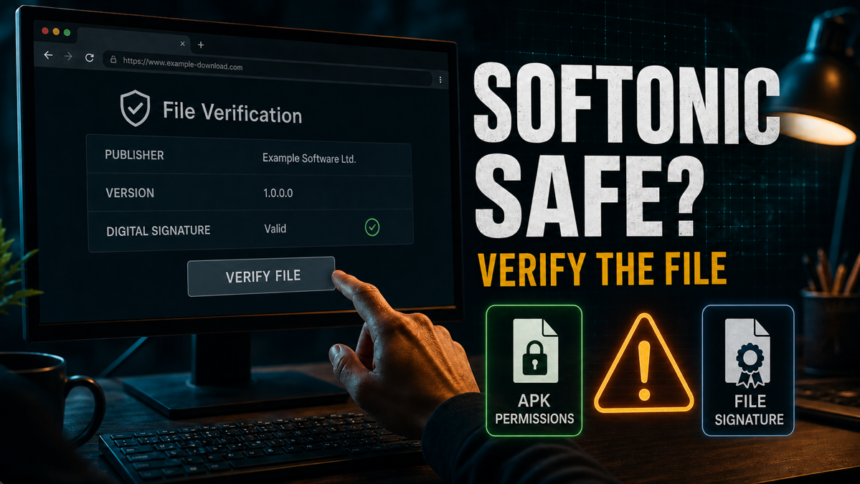 Is Softonic Safe and Legit? APK Risks, Reviews & Safer Downloads 1 Softonic safety check focused on publisher, version, file signature, and APK permissions
