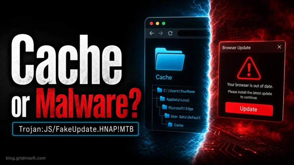 Trojan:JS/FakeUpdate.HNAP!MTB cache or malware featured image