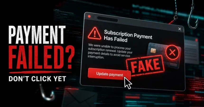 Norton Subscription Payment Has Failed Scam: What to Do 1 Fake Norton payment failed pop-up with a warning not to click.