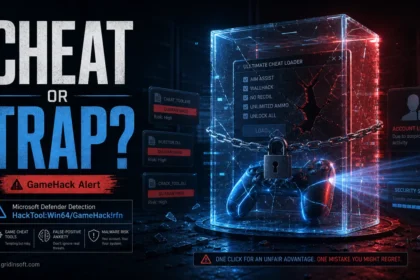 Game cheat trapped as HackTool:Win64/GameHack!rfn security alert.