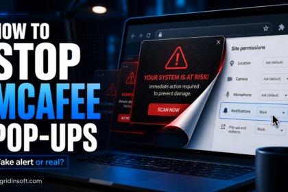 How to stop McAfee pop-ups headline over fake alert and browser permissions.