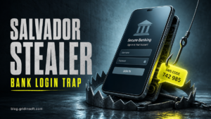 Salvador Stealer disguised as a banking login app while intercepting an SMS code
