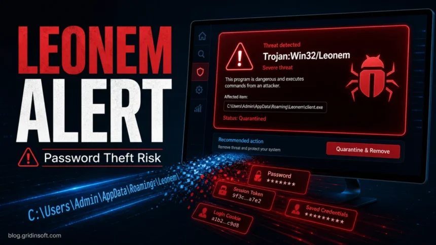 Leonem alert password theft risk malware warning