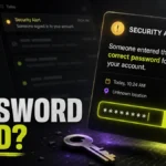 Fake correct-password security alert phishing email with a highlighted password field and broken chain.