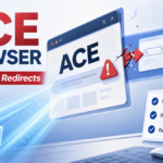 Ace Browser warning with redirect chain and cleanup checklist for uninstalling the app, removing extensions, and resetting settings.