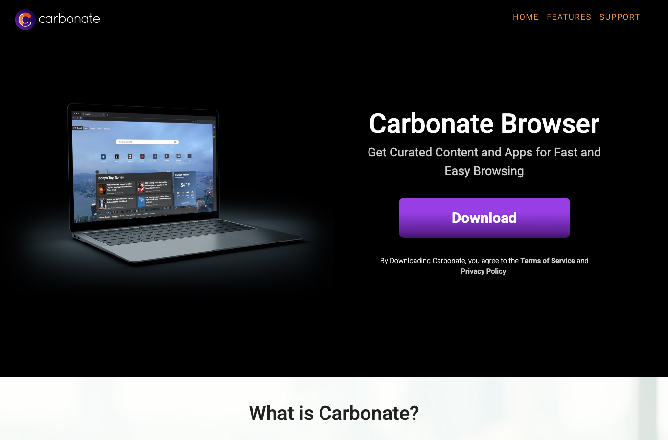 Carbonate Browser website download page