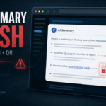 AI summary phishing warning with QR code and suspicious links