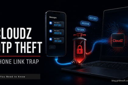 CloudZ OTP theft Phone Link trap editorial illustration