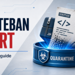 Conteban alert quarantine guide illustration with a suspicious script archived into quarantine