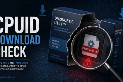 CPUID download check poster showing CPU-Z and HWMonitor downloads inspected for CRYPTBASE.dll.