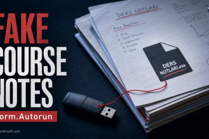 Editorial warning image for DERS NOTLARI.exe Worm.Autorun malware disguised as course notes
