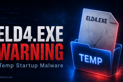 ELD4.exe warning poster showing a malicious Temp startup file
