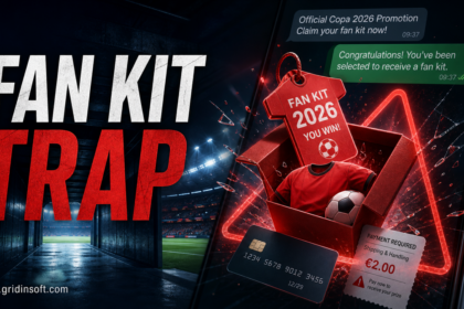 Fake Adidas Fan Kit 2026 WhatsApp prize trap poster with a 2-euro payment warning.
