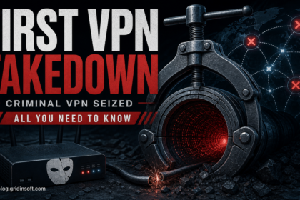 First VPN takedown poster showing a seized criminal VPN tunnel