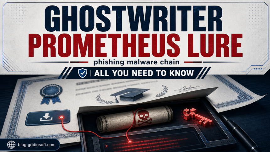 Ghostwriter Prometheus lure phishing malware chain poster