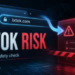 Ixtok.com redirect safety check illustration with a browser address bar leading to a phishing warning.