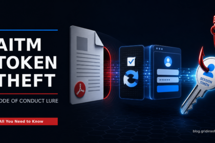 AiTM token theft code of conduct lure editorial illustration