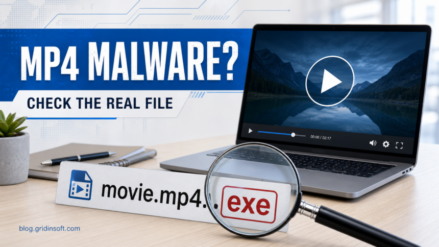 MP4 malware safety check showing a fake movie.mp4.exe double extension