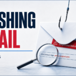 Phishing email red flags with suspicious link and warning hook illustration