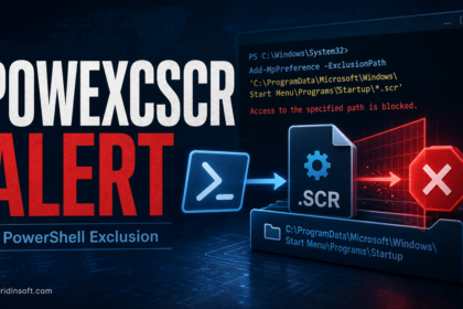 Trojan:Win32/PowExcScr.HB!MTB PowerShell exclusion alert illustration
