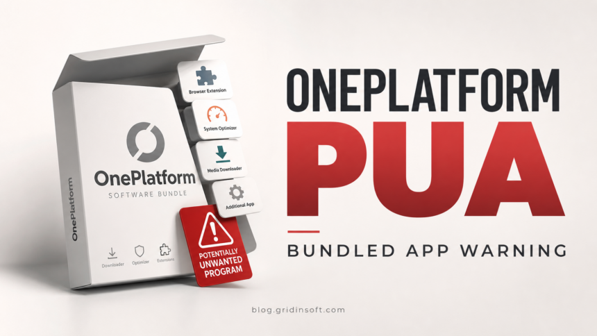 OnePlatform PUA bundled software box with unwanted app warning