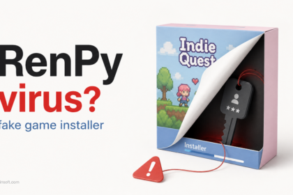 RenPy virus fake game installer hiding an infostealer key